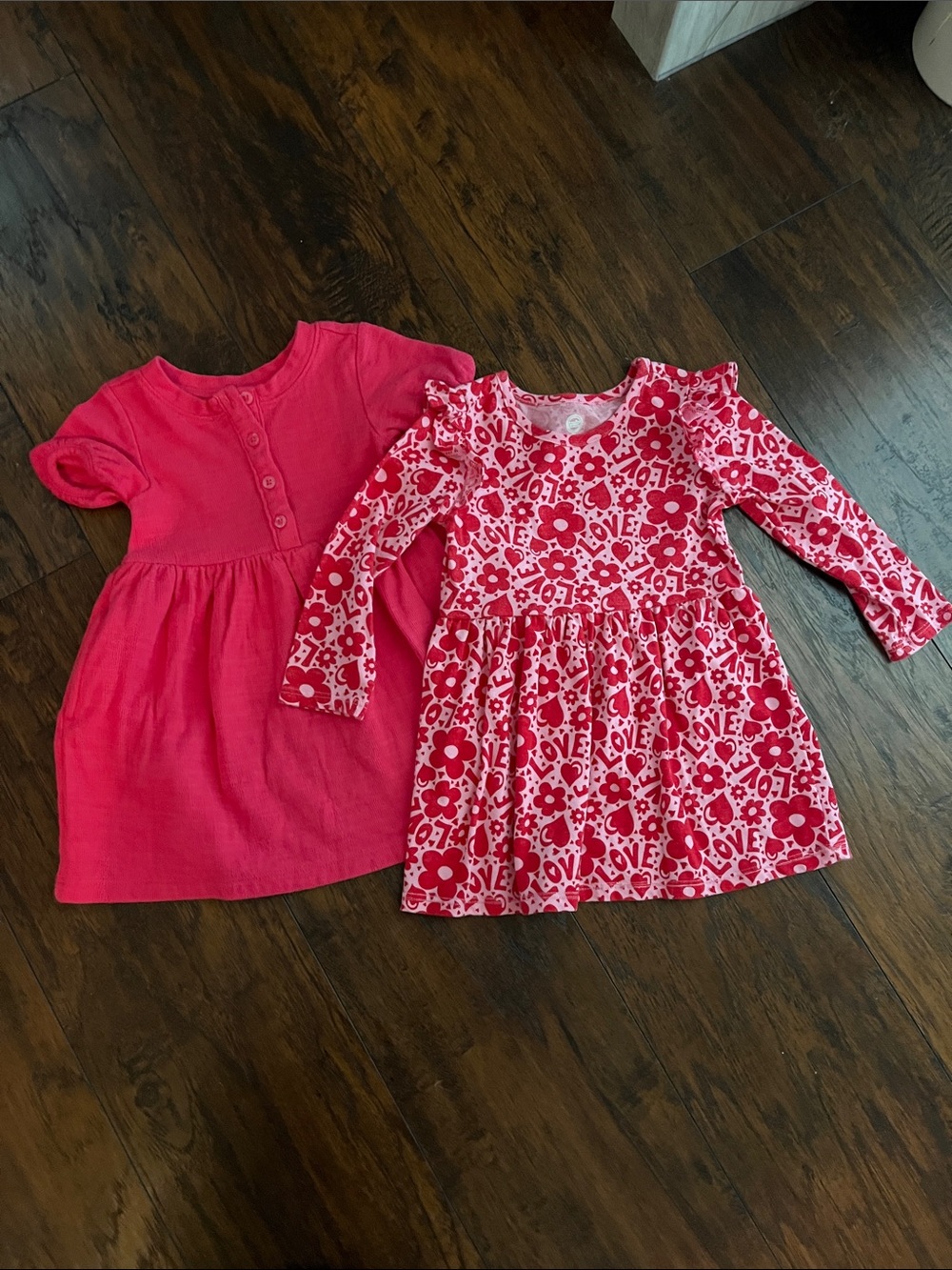 Girls Pink Floral & Solid Dress Set - 2-Pack